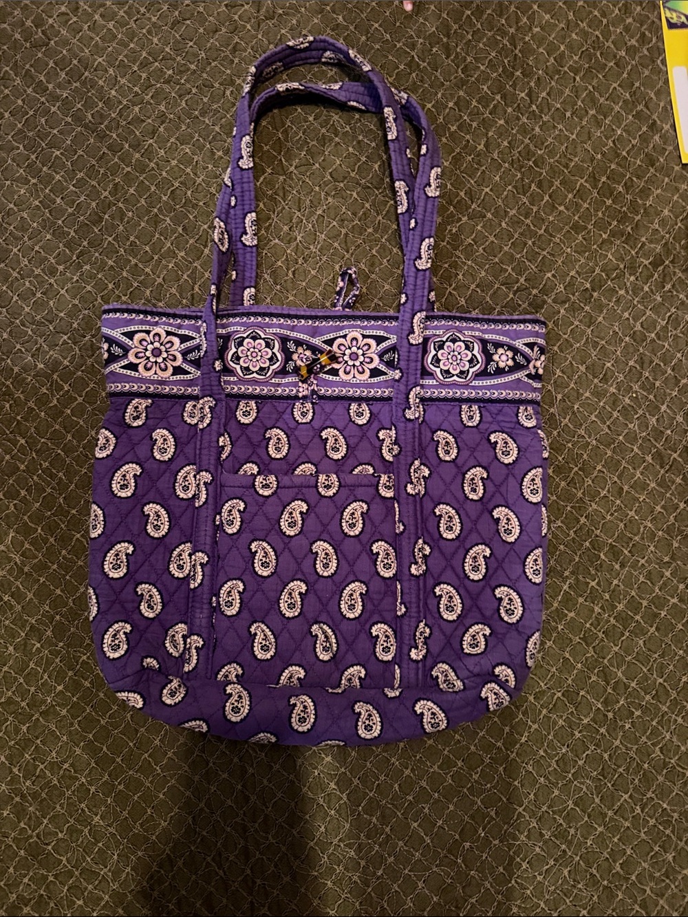 Vera Bradley Purple Quilted Paisley Shoulder Tote